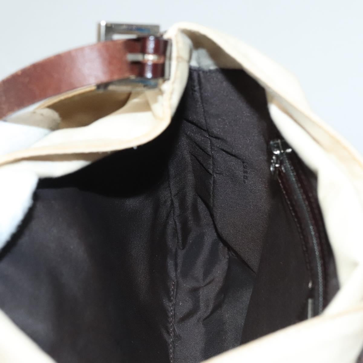 Fendi Vintage FF Buckle Shoulder Bag Canvas, WHITE, CANVAS, Shoulder bag