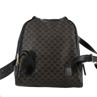 Celine Vintage Macadam Backpack Canvas and Leather, BLACK, CANVAS, Backpack