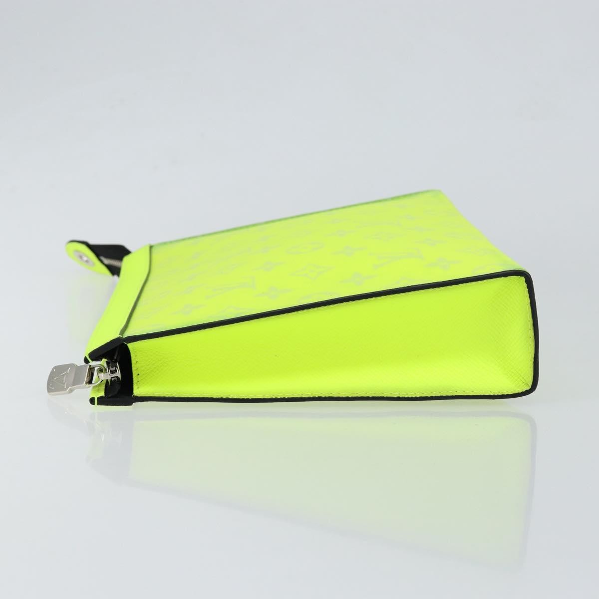 Louis Vuitton Pochette Voyage Monogram Taigarama, YELLOW, LEATHER, Clutche & pouche