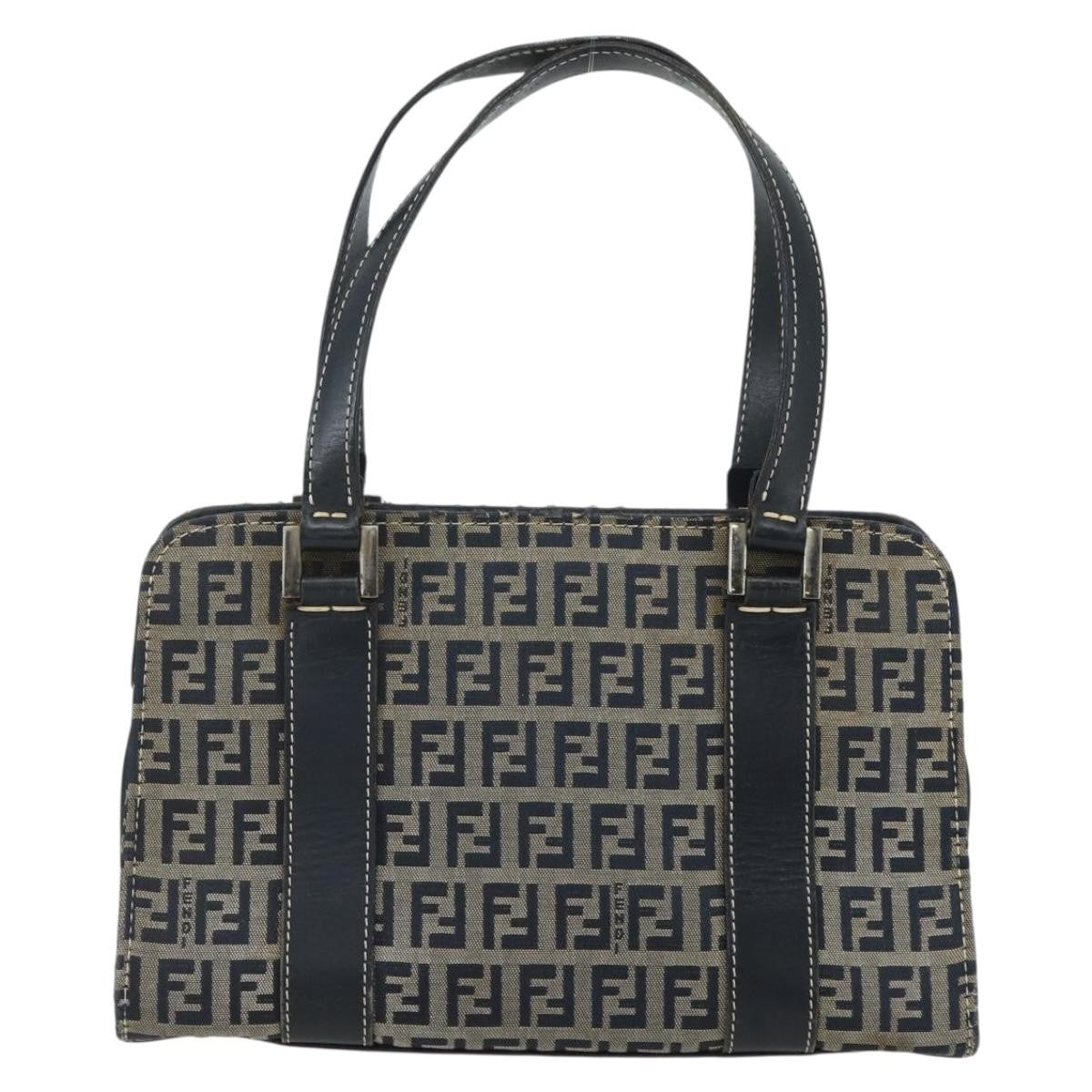 Fendi Vintage Satchel Zucchino Canvas, NAVY, CANVAS, Handbag