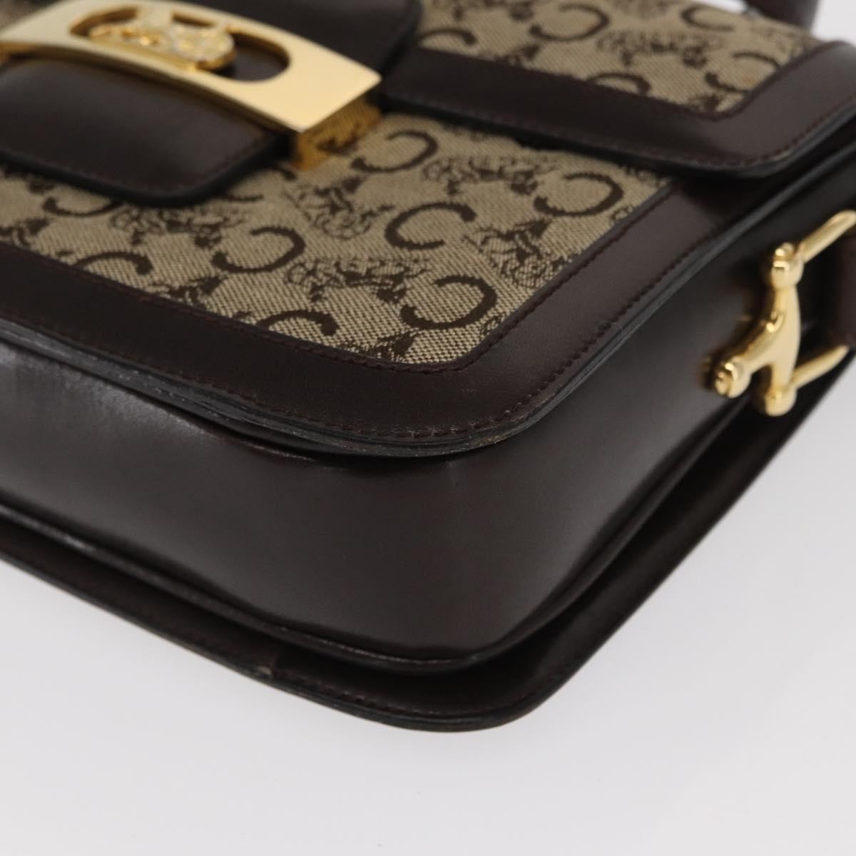 Celine Vintage Horse Carriage C Macadam Shoulder Bag Canvas and Leather, BEIGE, CANVAS, Shoulder bag