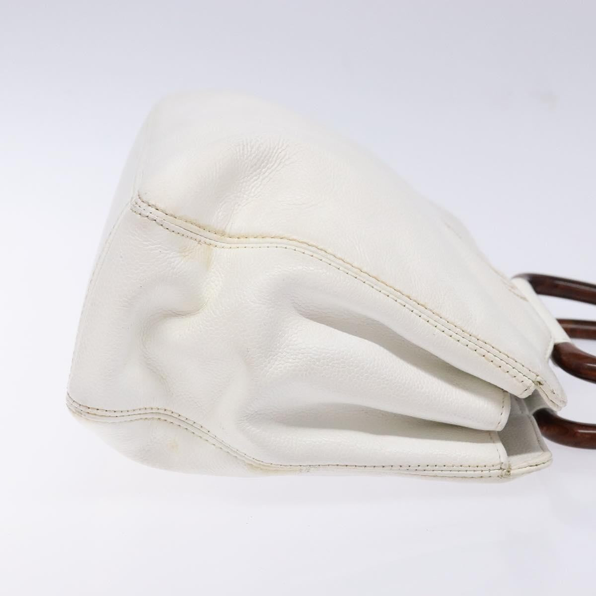 Chanel Vintage Wooden Ring Tote Leather, WHITE, LEATHER, Tote bag