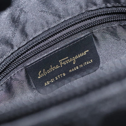 Salvatore Ferragamo Gancini Shoulder Bag Canvas, BLACK, CANVAS, Shoulder bag