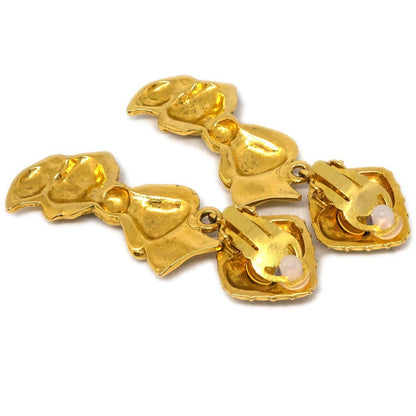 Chanel CC Rhombus Clip-On Earrings Metal, GOLD, GOLD_PLATED, Earrings