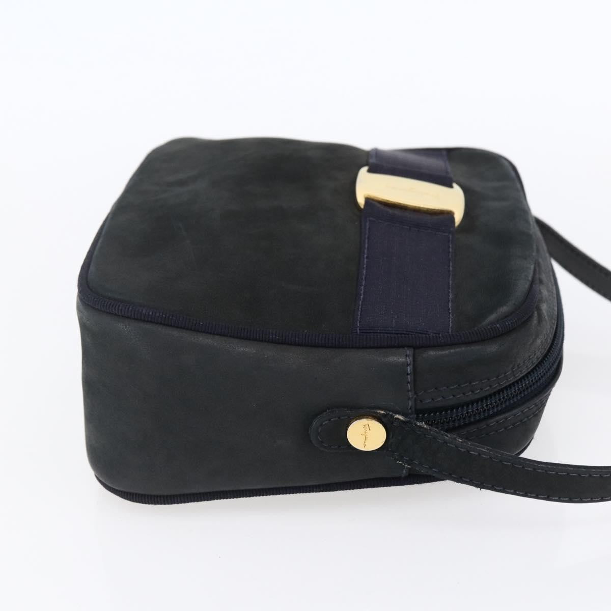 Salvatore Ferragamo Vala Shoulder Bag Suede, NAVY, SUEDE, Shoulder bag