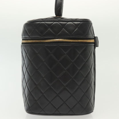 Chanel Vintage Cosmetic Case Quilted Lambskin, BLACK, LEATHER, Clutche & pouche