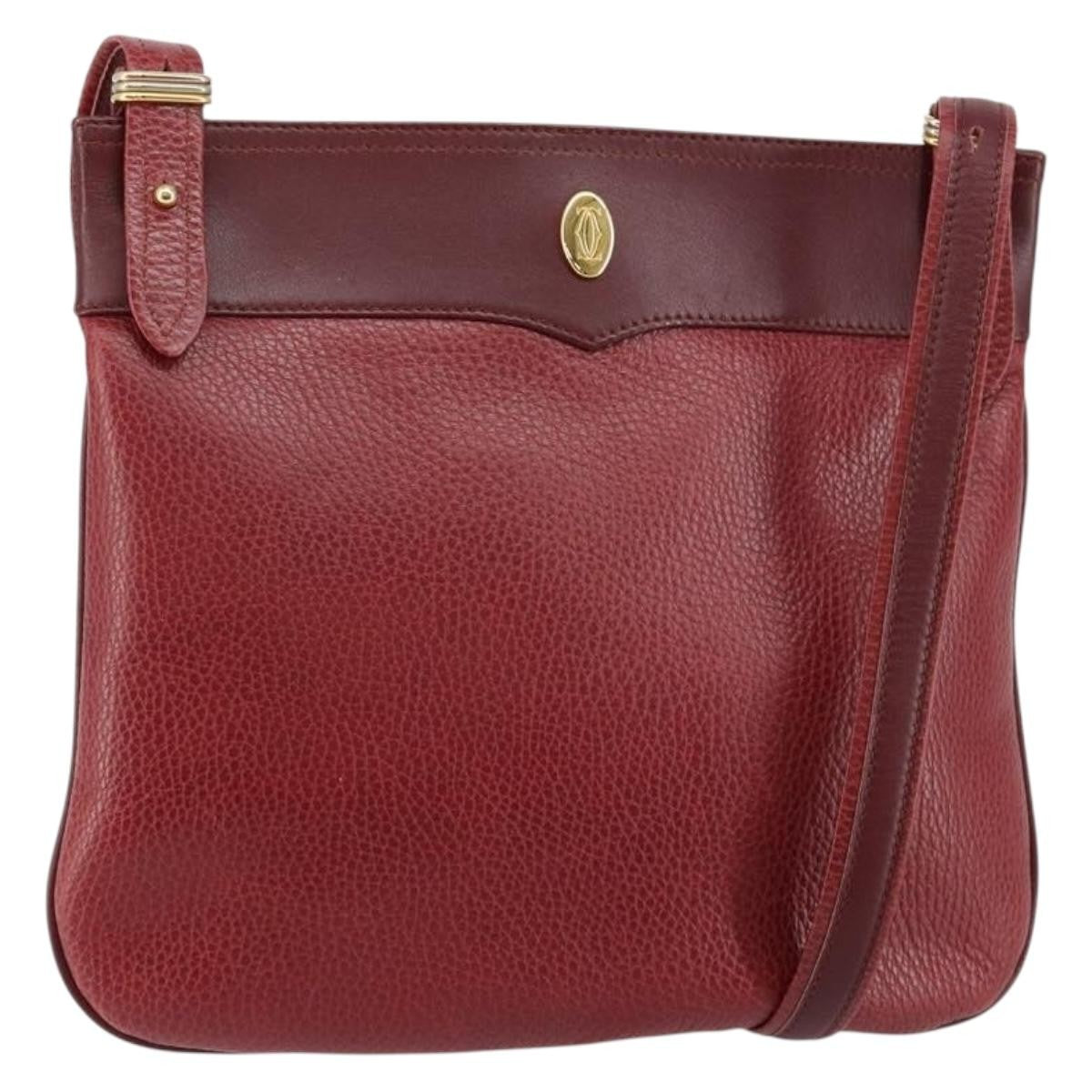 cartier Must de Cartier Shoulder Bag Leather, BURGUNDY, LEATHER, Shoulder bag