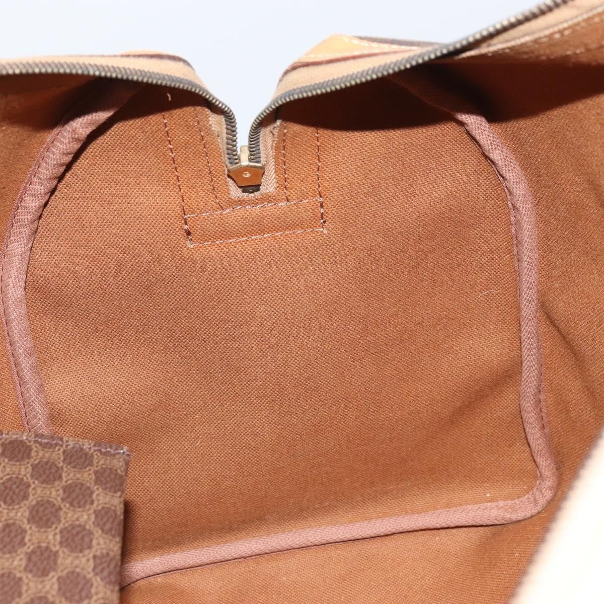 Celine Vintage Macadam Boston bag Canvas and Leather, BROWN, PVC, Travel bag