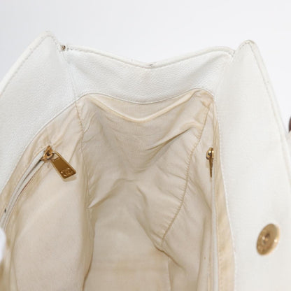 Chanel Vintage Wooden Ring Tote Caviar, WHITE, LEATHER, Tote bag