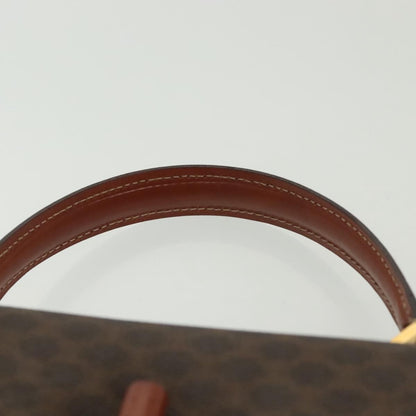 Celine Vintage Convertible Top Handle Bag Macadam Coated Canvas, BROWN, CANVAS, Handbag