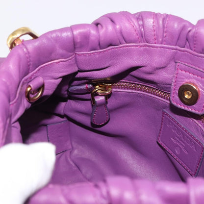 Prada Pleats Shoulder Bag Cervo Leather, Purple, Leather, Handbag