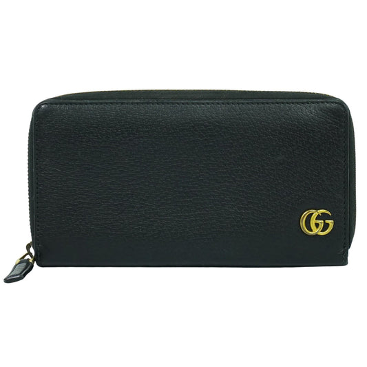 Gucci GG Marmont Zip Around Wallet Leather, BLACK, LEATHER, Wallets