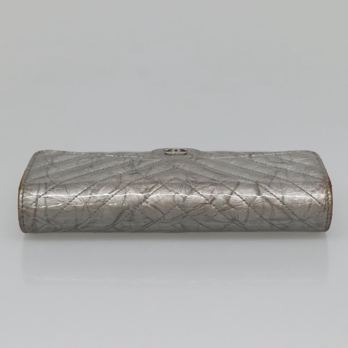 Chanel L-Flap Wallet Chevron Patent, SILVER, PATENT_LEATHER, Wallets