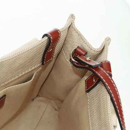 Chloe Woody Convertible Tote Canvas with Leather, BEIGE, CANVAS, Tote bag