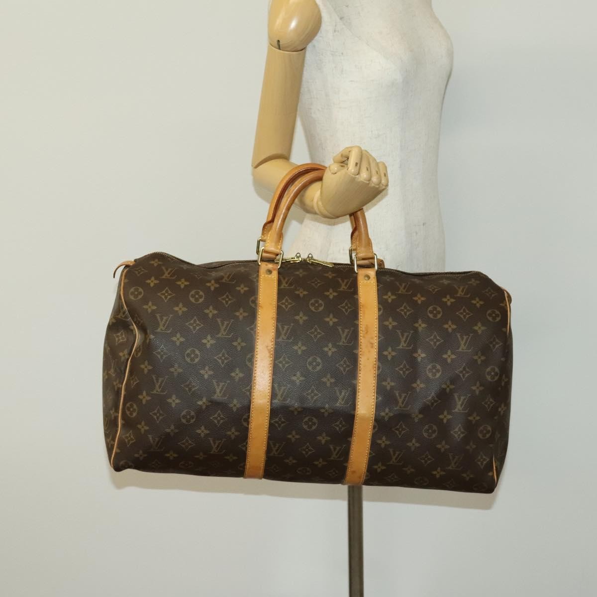 Louis Vuitton Keepall Bag Monogram Canvas, BROWN, CANVAS, Travel bag
