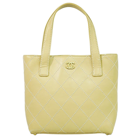 Chanel Surpique Tote Quilted Leather, BEIGE, LEATHER, Handbag