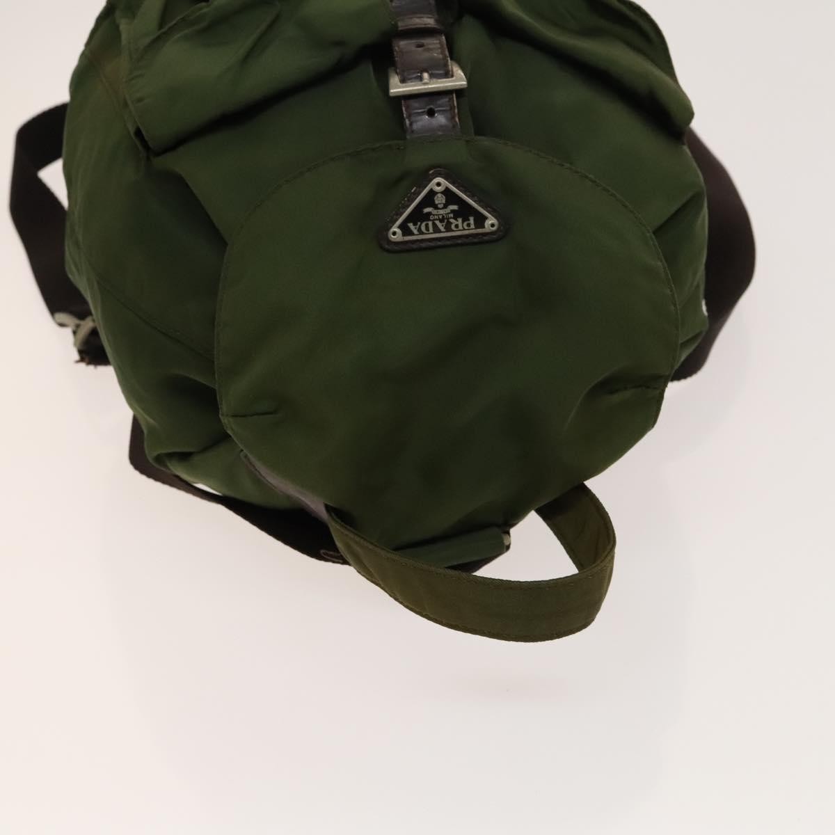 Prada Vela Double Front Pocket Backpack Tessuto with Saffiano Leather, KHAKI, NYLON, Backpack