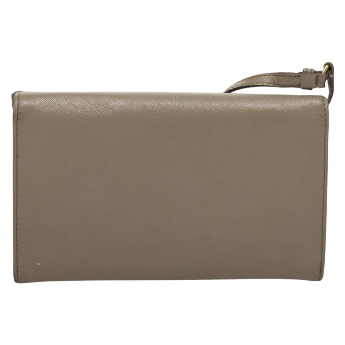 Prada Wallet on Strap Saffiano Leather, BEIGE, LEATHER, Shoulder bag