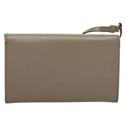 Prada Wallet on Strap Saffiano Leather, BEIGE, LEATHER, Shoulder bag