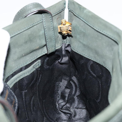 Salvatore Ferragamo Vala Shoulder Bag Suede, KHAKI, SUEDE, Shoulder bag