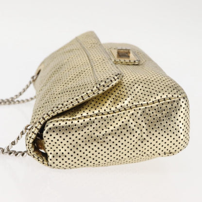 Chanel Drill Flap Bag Perforated Leather, GOLD, LEATHER, Handbag