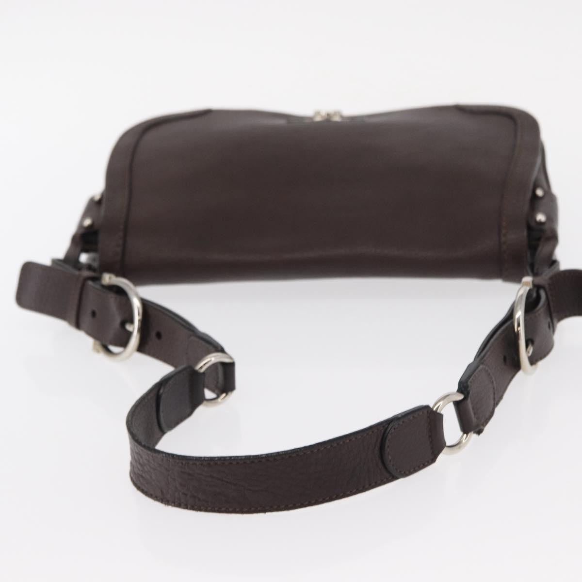 Salvatore Ferragamo Gancini Shoulder Bag Leather, BROWN, LEATHER, Shoulder bag