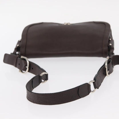 Salvatore Ferragamo Gancini Shoulder Bag Leather, BROWN, LEATHER, Shoulder bag