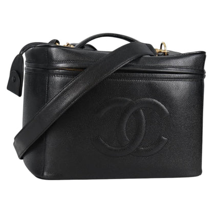 Chanel Vintage Timeless Vanity Case Caviar, BLACK, LEATHER, Toiletry Case