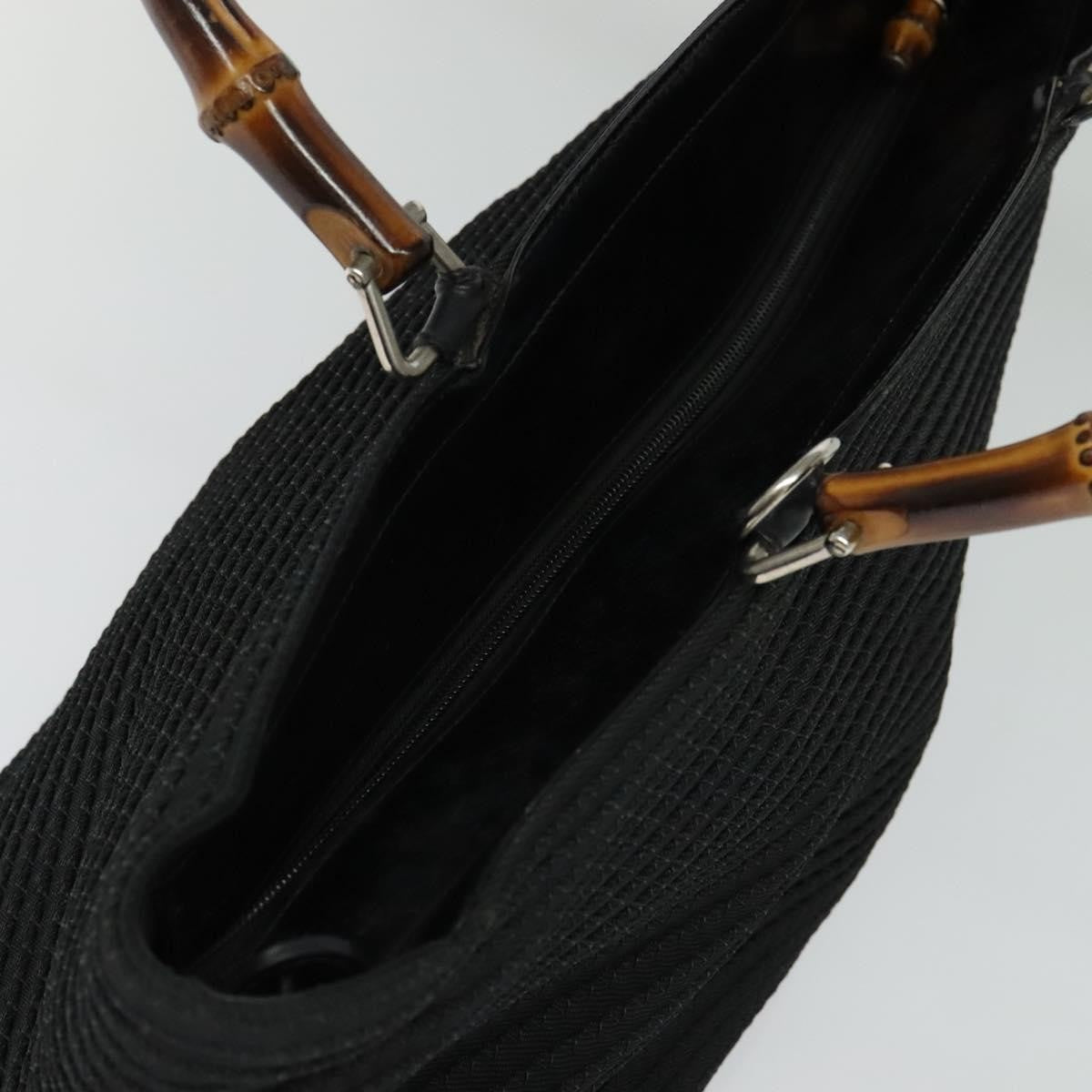 Gucci Vintage Bamboo Handle Bag Canvas, BLACK, CANVAS, Handbag