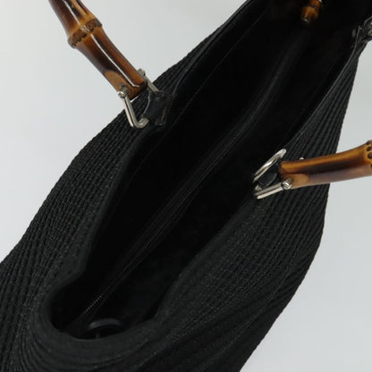 Gucci Vintage Bamboo Handle Bag Canvas, BLACK, CANVAS, Handbag