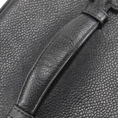 Chanel Vintage Timeless Cosmetic Case Caviar, BLACK, LEATHER, Toiletry Case