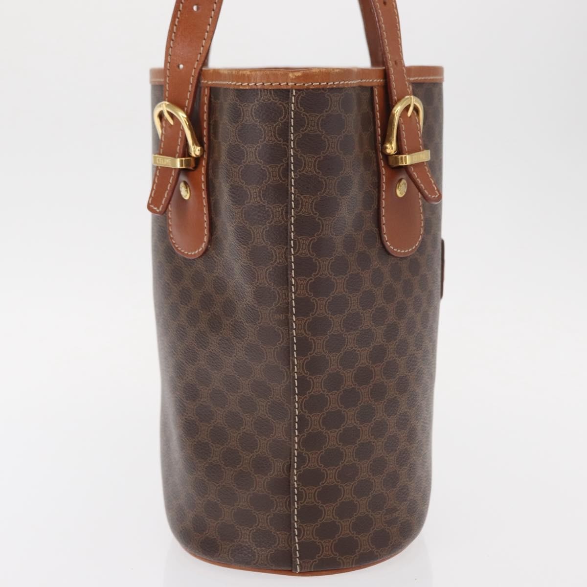 Celine Vintage Macadam Shoulder Bag Canvas and Leather, BROWN, PVC, Shoulder bag