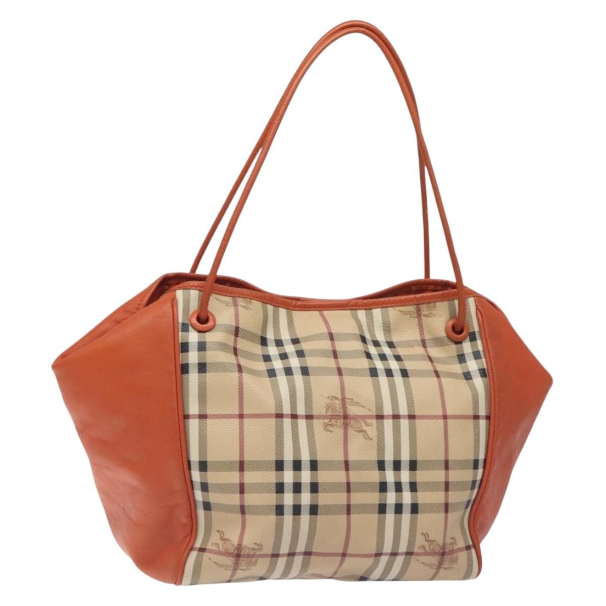 Burberry Canterbury Panels Tote Haymarket Coated Canvas and Leather, BEIGE, PVC, Tote bag