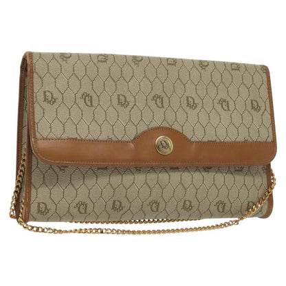 Christian Dior Vintage Honeycomb chain Canvas, BEIGE, CANVAS, Handbag