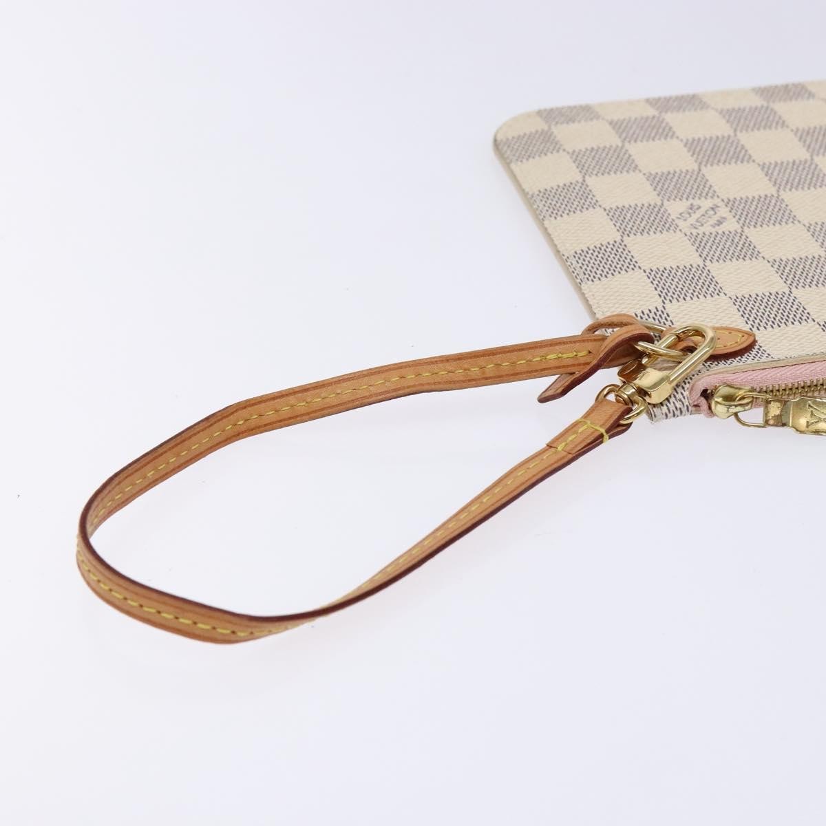 Louis Vuitton Neverfull Pochette Damier, WHITE, CANVAS, Clutche & pouche
