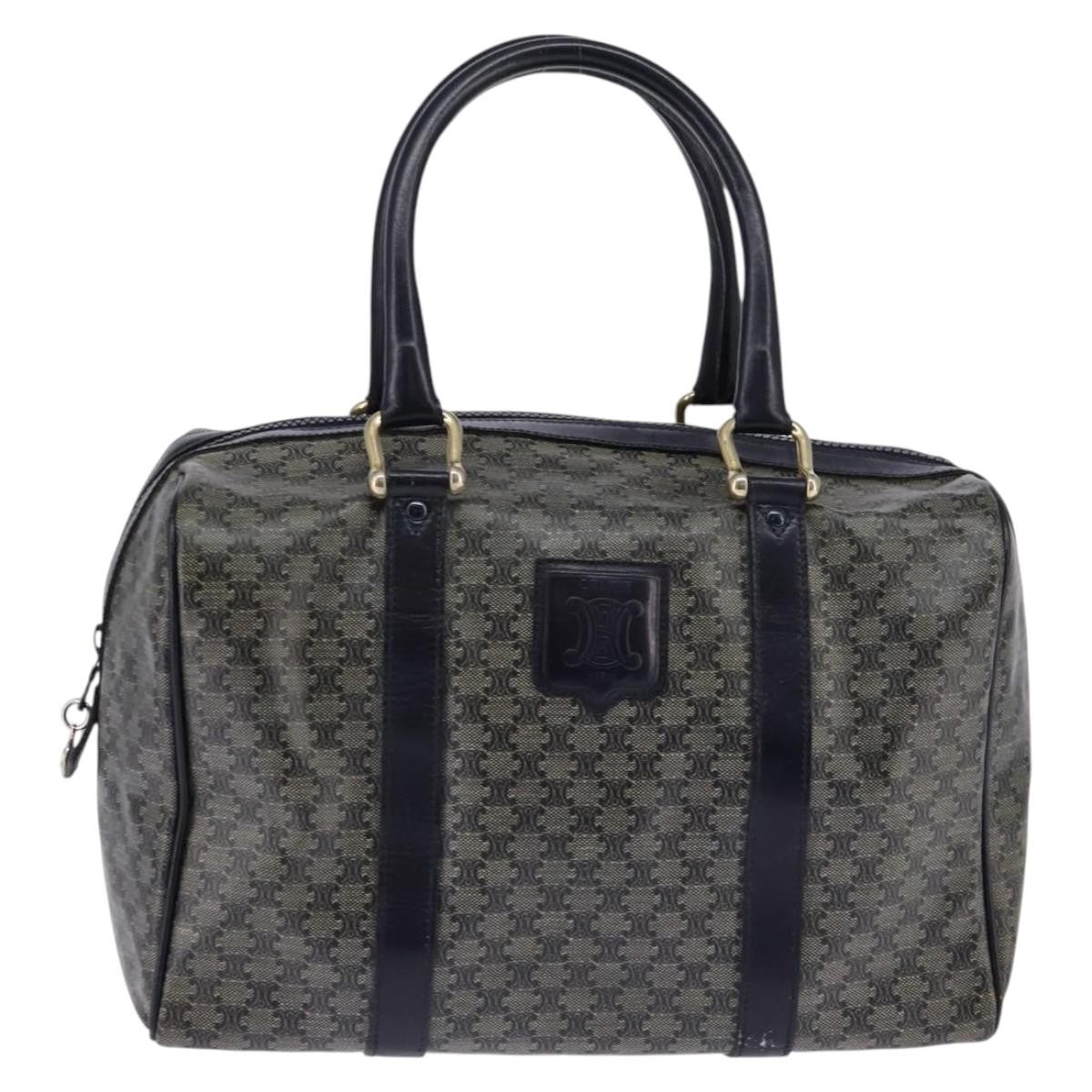 Celine Vintage Boston Bag Macadam Coated Canvas, NAVY, CANVAS, Handbag