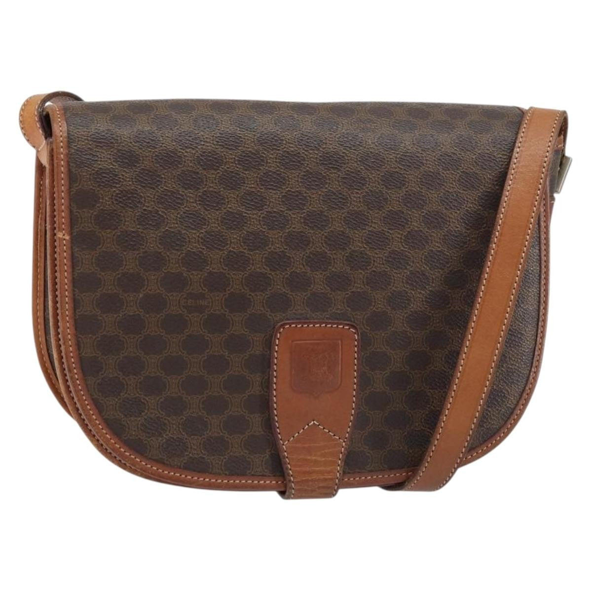 Celine Macadam Shoulder Bag PVC Leather, BROWN, PVC, Shoulder bag