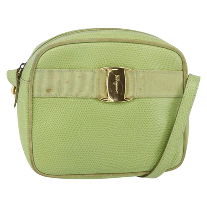 Salvatore Ferragamo Vara Bow camera Shoulder Bag Leather, GREEN, LEATHER, Shoulder bag