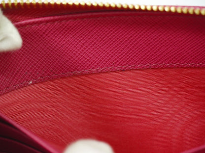 Prada Zip Around Tab Wallet Saffiano Leather, PINK, LEATHER, Wallets