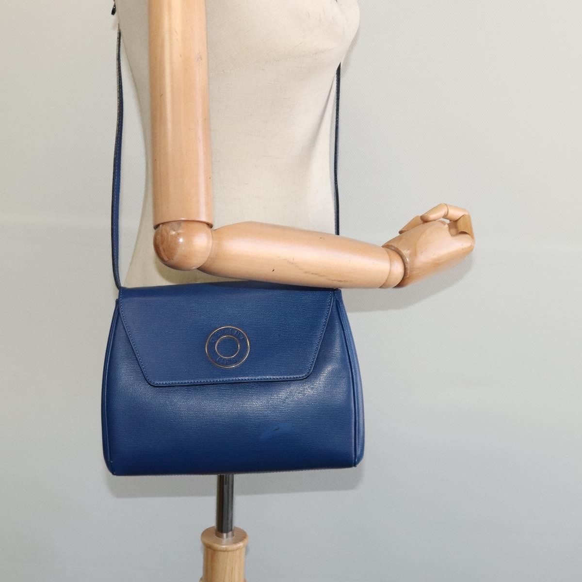 Celine Vintage Circle Logo Crossbody Bag Leather, BLUE, LEATHER, Crossbody bag