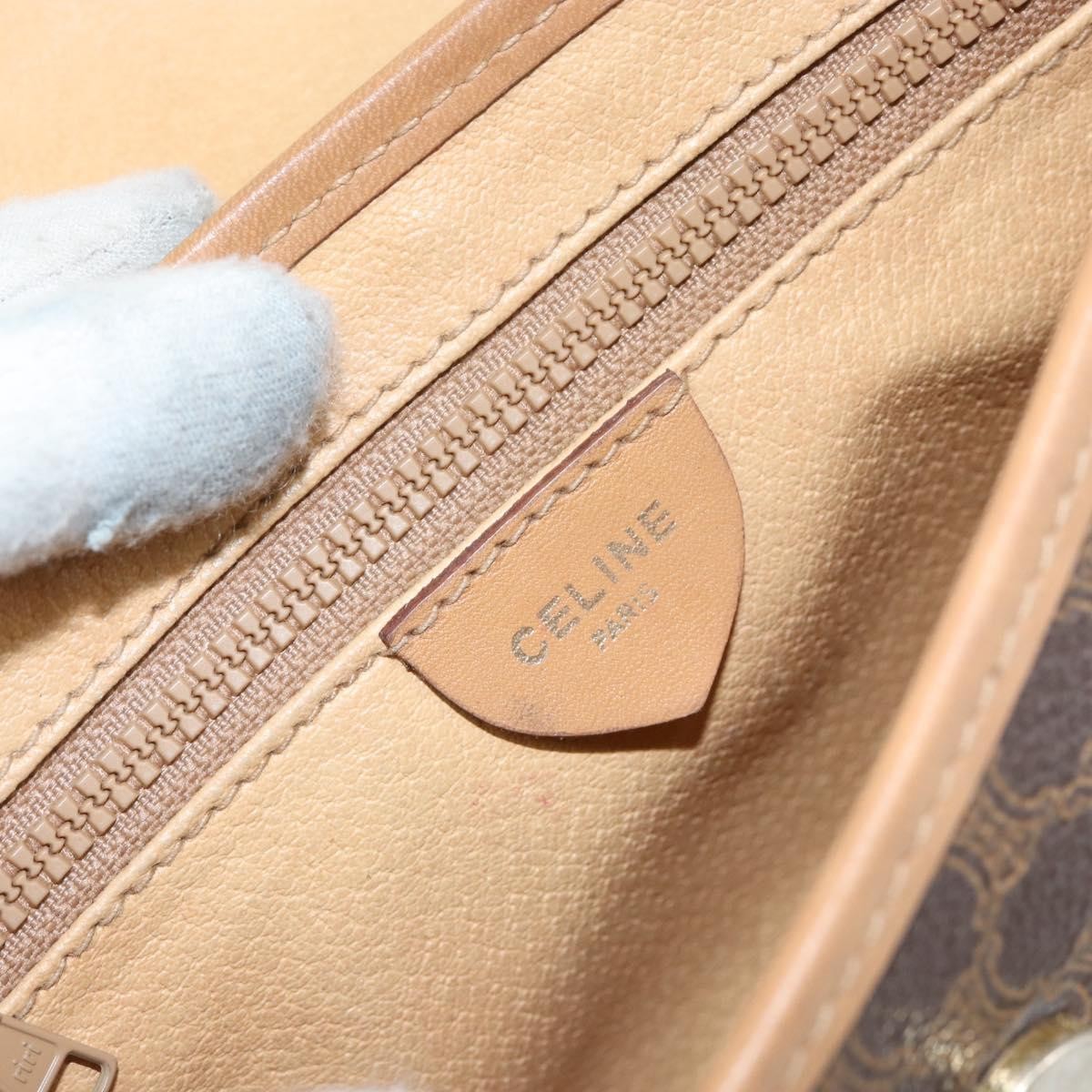 Celine Vintage Macadam Shoulder Bag Canvas and Leather, BROWN, CANVAS, Shoulder bag