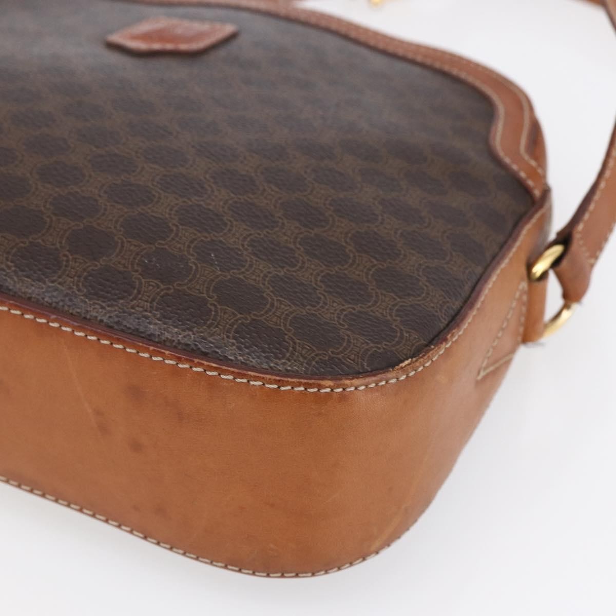 Celine Vintage Macadam Shoulder Bag Canvas and Leather, BROWN, CANVAS, Shoulder bag