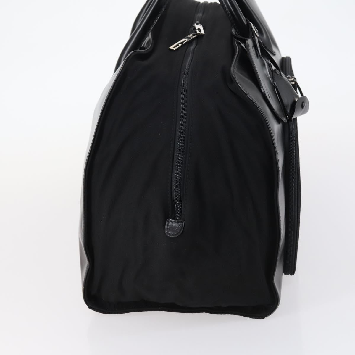 Gucci Travel Boston Bag Leather with Nylon, BLACK, LEATHER, Travel bag