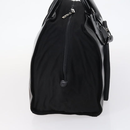 Gucci Travel Boston Bag Leather with Nylon, BLACK, LEATHER, Travel bag