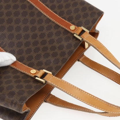 Celine Vintage Macadam Handbag Canvas and Leather, BROWN, CANVAS, Handbag