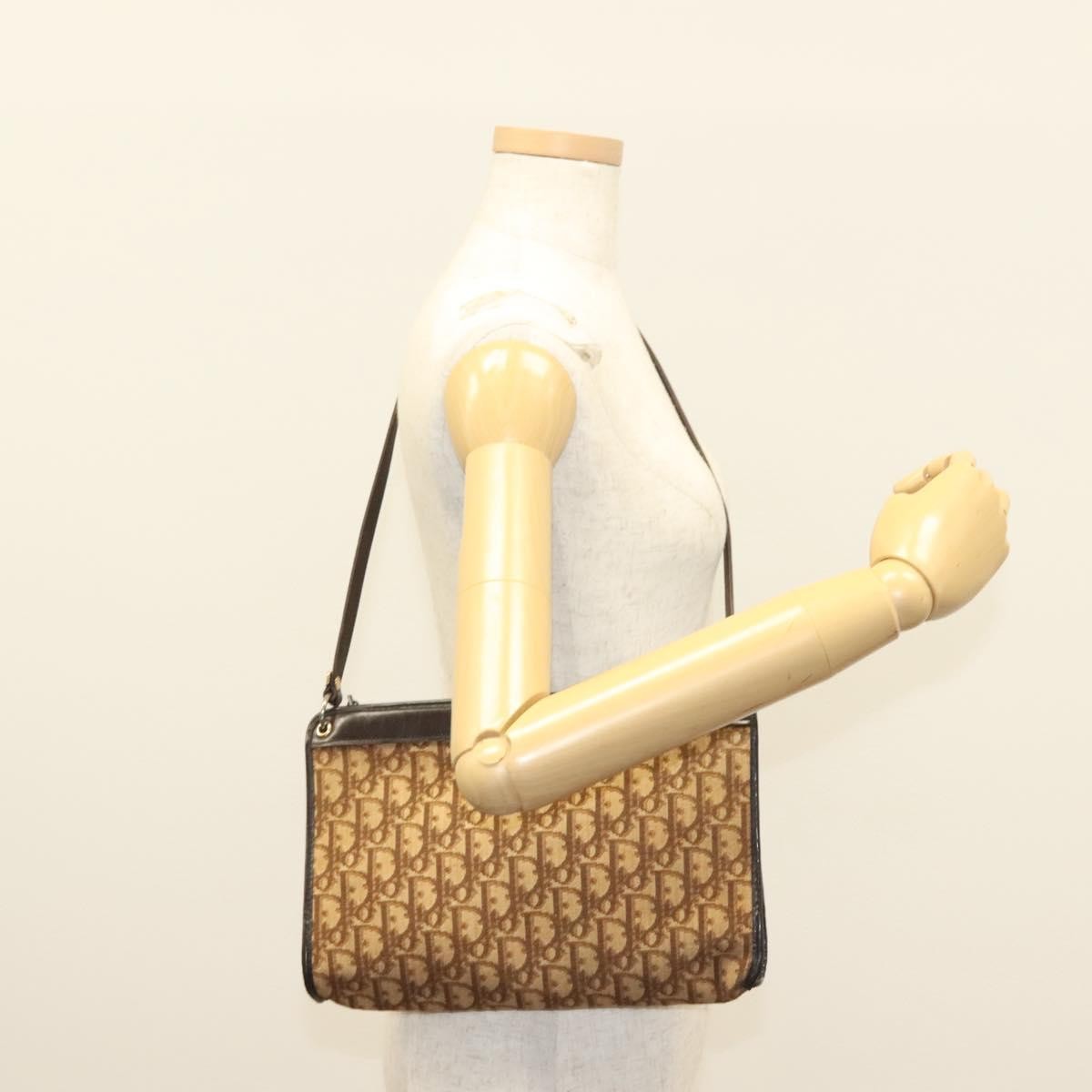 Christian Dior Vintage Trotter Shoulder Bag Canvas, BROWN, CANVAS, Shoulder bag