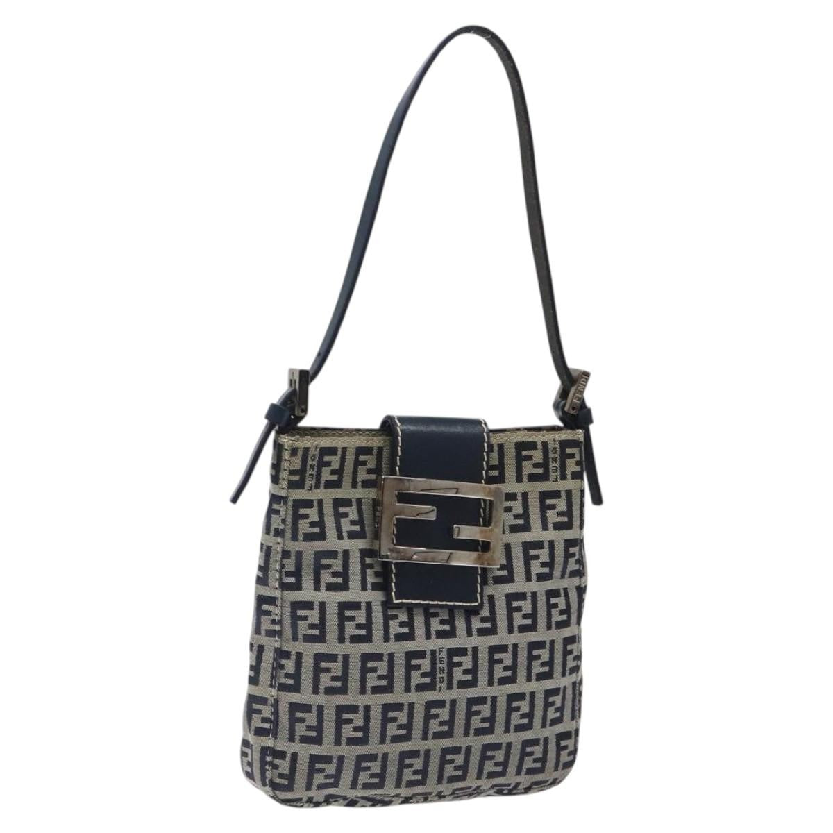 Fendi Vintage Shoulder Bag Zucca Canvas, NAVY, CANVAS, Shoulder bag