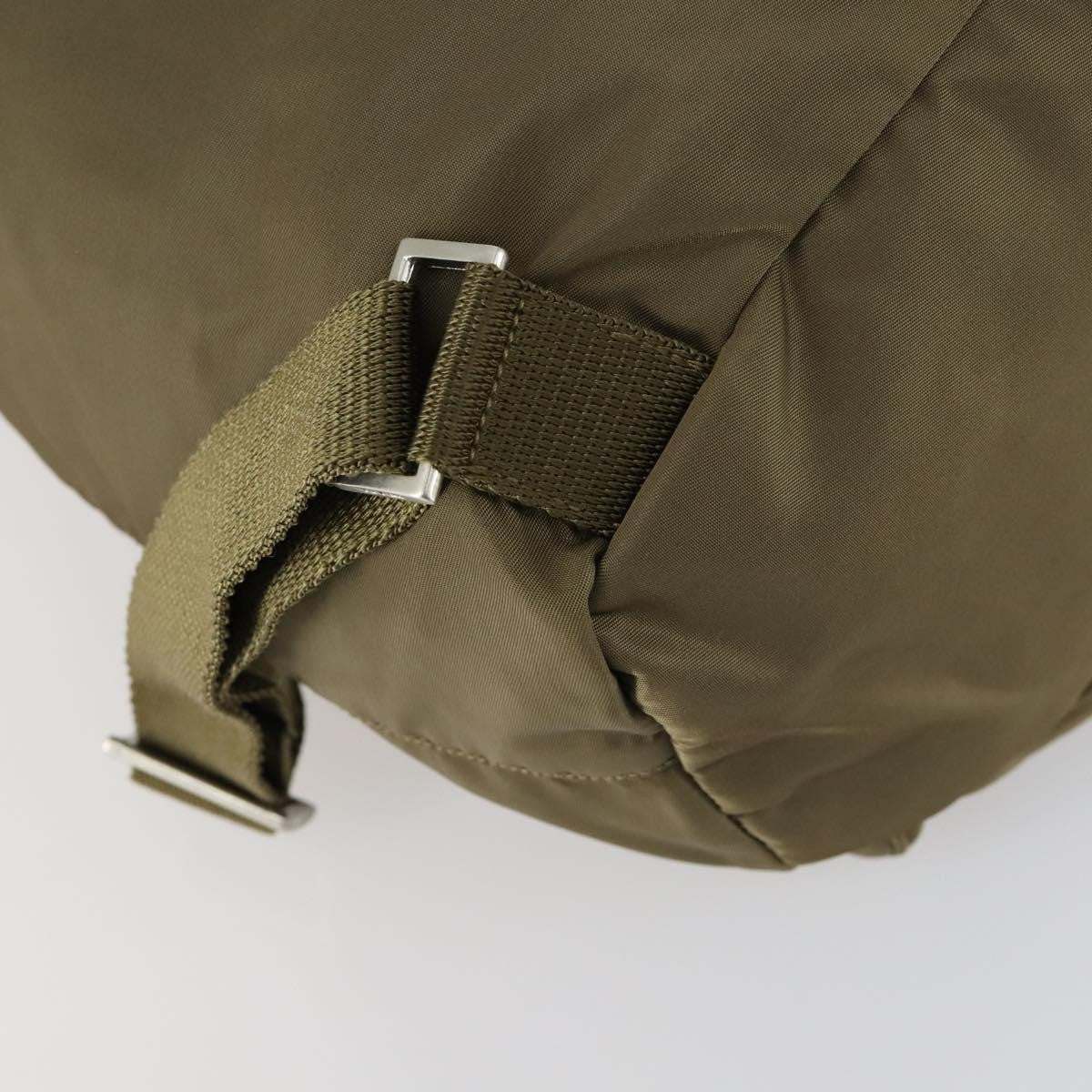 Prada Vela Double Front Pocket Backpack Tessuto with Saffiano Leather, KHAKI, NYLON, Backpack