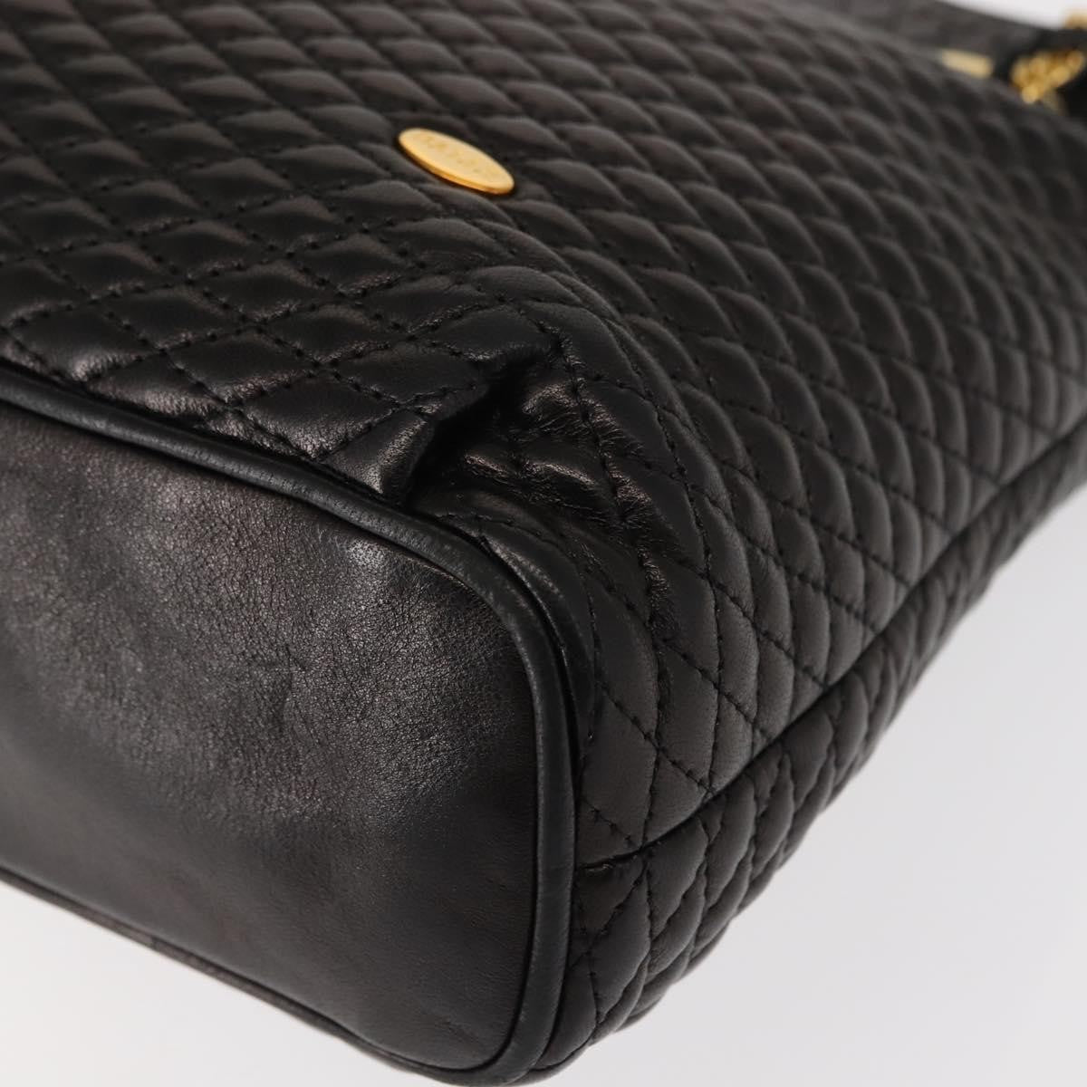 Bally Vintage Chain Shoulder Bag Quilted Leather, BLACK, LEATHER, Shoulder bag