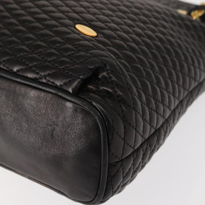 Bally Vintage Chain Shoulder Bag Quilted Leather, BLACK, LEATHER, Shoulder bag